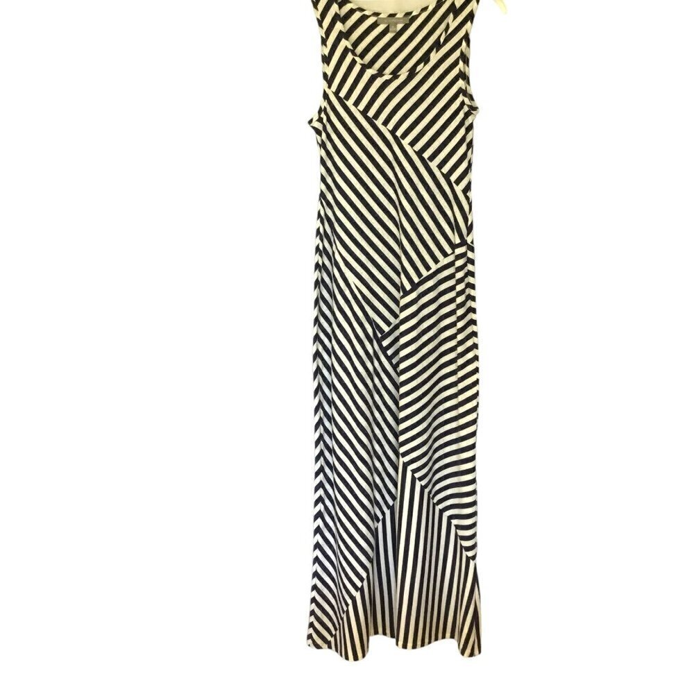 NY Collection Maxi Dress Tank Style Striped Navy and White Women's XS Nautical